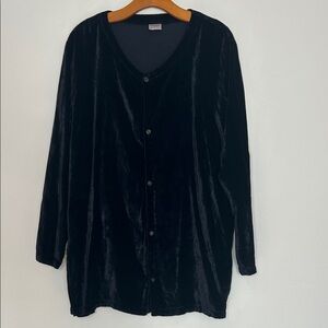 Vintage CP Shades Velvet Button Long Sleeve Shirt Jacket Blue Size Medium